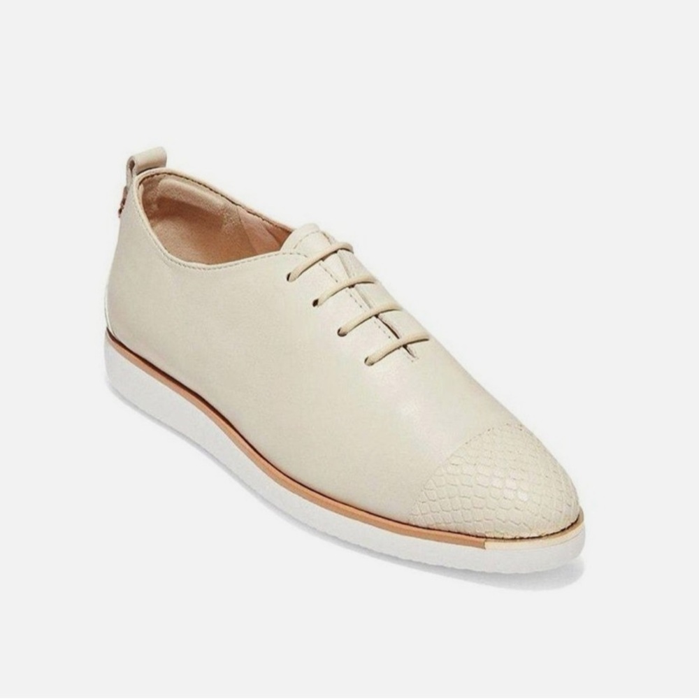 Cole Haan Grand Ambition Ivory Lace-Up Flats